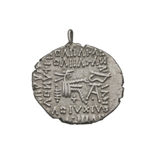 drachma of Vologases I (51–79), obverse: bust of Vologases I wearing a diadem, king facing left;