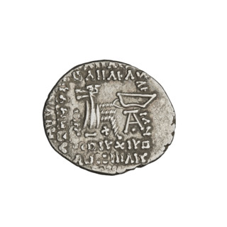 Drachma of Vologases I (51–79). Obverse: bust of Vologases I wearing a diadem, king facing left.