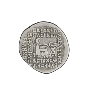 Drachma of Vologases I (51–79). Obverse: bust of Vologases I wearing a diadem, king facing left.