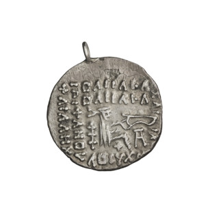 Drachma of Vologases I (51–79). Obverse: bust of Vologases I wearing a diadem, king facing left.
