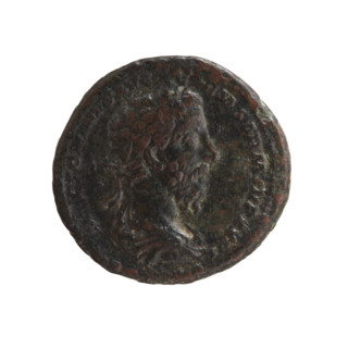 Bust of Marcus Aurelius in laurel wreath, armor and drapery facing right, inscription 'M ANTONINVS