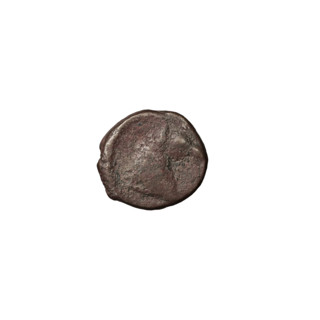Bronze coin of Vologases I (51–79), Parthian Kingdom, Iran. Obverse: bust of Vologases I wearing a