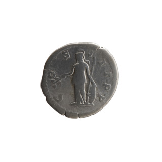 Denarius depicting head of Marcus Aurelius in a laurel wreath facing right, inscribed 'M ANTONI -