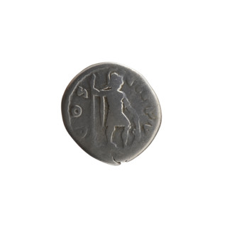 Denarius of Marcus Aurelius (121–180; Roman emperor 161–180). Oblong: head of Marcus Aurelius with