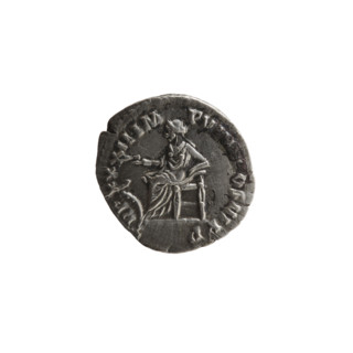 Denarius of Marcus Aurelius (121–180; Roman emperor 161–180). Obverse: head of Marcus Aurelius with