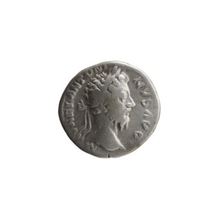 Denarius, Marcus Aurelius (121–180; Roman emperor 161–180), issuer; obverse: head of Marcus