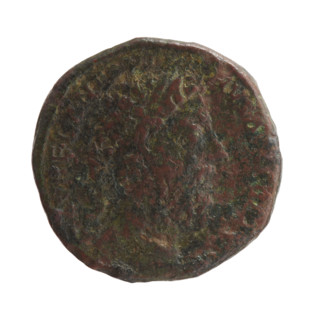 Sestertius of Marcus Aurelius (121–180; Roman emperor 161–180). Obverse: Head of Marcus Aurelius