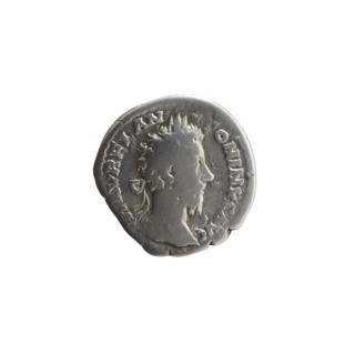 Denarius, Marcus Aurelius (121–180; Roman emperor 161–180), issuer. Obverse: Head of Marcus