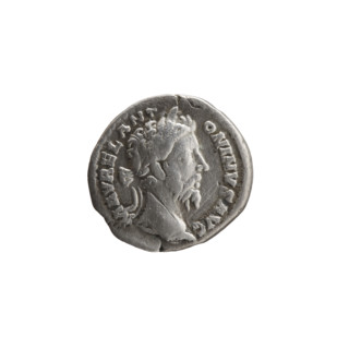 Denarius of Marcus Aurelius (121–180; Roman emperor 161–180), 179. Obverse: Head of Marcus Aurelius