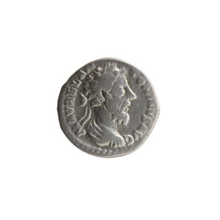 Denarius of Marcus Aurelius (121–180; Roman emperor 161–180), 179–180. Obverse: bust of Marcus