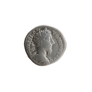Denarius of Marcus Aurelius (121–180; Roman emperor 161–180), 179–180. Obverse: Bust of Marcus