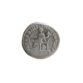 Denarius of Marcus Aurelius (121–180; Roman emperor 161–180). Obverse: Bust of Marcus Aurelius in