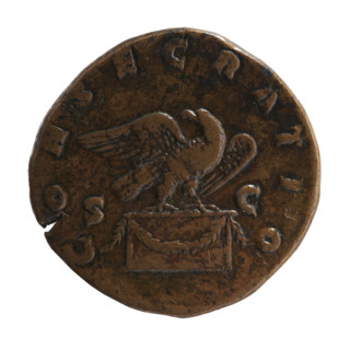 Sestertius, after 180 CE. Obverse: Head of Marcus Aurelius without a covering to the right,
