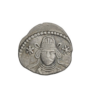 drachma, Vardanes II (55–58), bows (armed), stars, Parthian Kingdom, Iran. Obv.: head of Vardanes