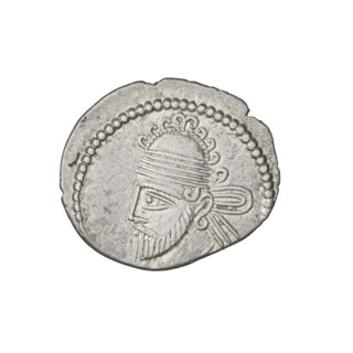 Drachma, Vologases II (77–80). Obverse: bust of Vologases II wearing a diadem, king facing left.