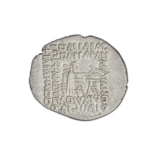 Drachma, Vologases II (77–80). Obverse: bust of Vologases II wearing a diadem, king facing left.