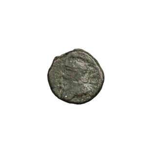 Bronze coin of Mithridates IV (Parthian king, reign c. 129–140 AD). Obverse: head of Mithridates IV