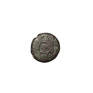 Bronze coin of Vologases III (105–147). Obverse: diademed head of Vologases III facing left.