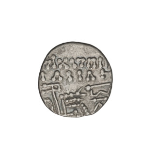 drachma, Artabanos IV (king of Parthia; 213–224 AD), helmets, bows (armed), heads, Arsakes I (king