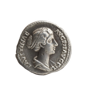 Denarius depicting Faustina the Younger (ca. 130–176; Roman empress 161–176; Augusta 147–161).