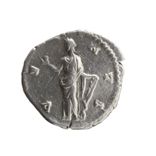 Denarius of Faustina the Younger (ca. 130–176; Roman empress 161–176; Augusta 147–161). Obverse: