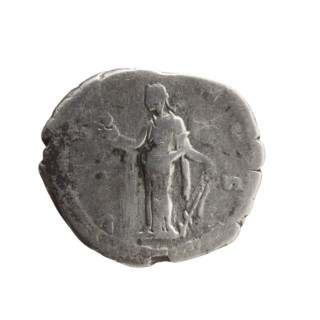 Denarius of Faustina the Younger (ca. 130–176; Roman empress 161–176; Augusta), draped bust of