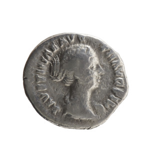 Denarius depicting Faustina the Younger (ca. 130–176; Roman empress 161–176; Augusta 147–161).