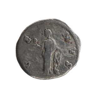 Denarius of Faustina the Younger (ca. 130–176; Roman empress 161–176), Augusta. Obverse: draped