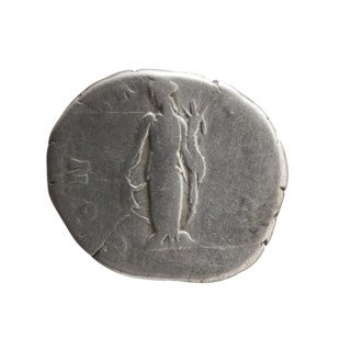Denarius depicting Faustina the Younger (ca. 130–176; Roman empress 161–176; Augusta), obverse: