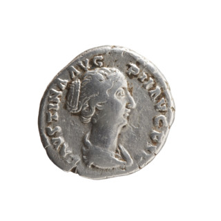 Denarius of Faustina the Younger (ca. 130–176; Roman empress 161–176; Augusta), 147–161. Obverse:
