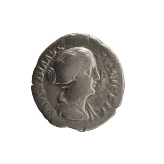 Denarius; obverse: draped bust of Faustina II facing right, inscribed FAVSTINA AVG - PII AVG FIL;