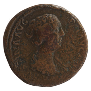 Sestertius, Faustina the Younger (ca. 130–176; Roman empress 161–176) (Augusta 147–161). Obverse: