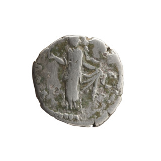Denarius of Faustina the Younger (ca. 130–176; Roman empress 161–176; Augusta 147–161). Obverse: