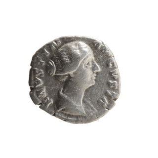 Denarius depicting Faustina the Younger (ca. 130–176; Roman empress 161–176; Augusta 147–161).