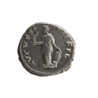 Denarius depicting Faustina the Younger (ca. 130–176; Roman empress 161–176; Augusta), draped bust