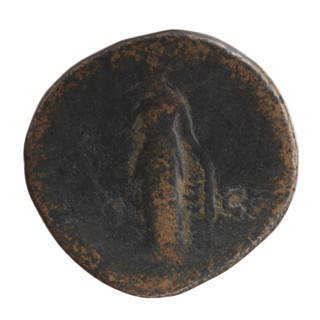 Sestertius of Faustina the Younger (ca. 130–176; Roman empress 161–176; Augusta 147–161). Obverse:
