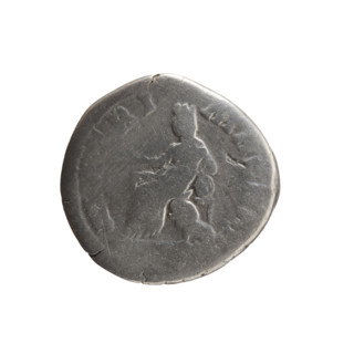 Denarius; obverse: Bust of Faustina II in drapery facing right, inscription 'FAVSTINA - AVGVSTA'.