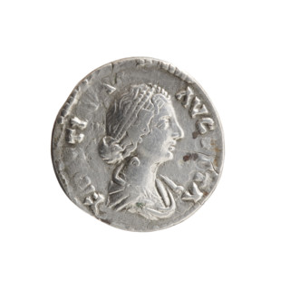 Denarius of Faustina the Younger (ca. 130–176), Roman empress 161–176; Marcus Aurelius (121–180),
