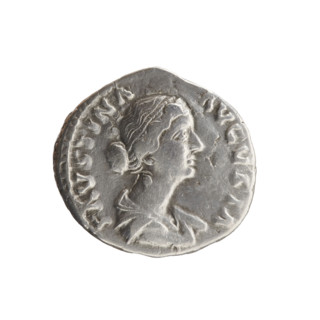 Denarius of Faustina the Younger (ca. 130–176), Roman empress 161–176; Marcus Aurelius (121–180),
