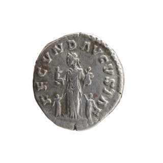 Denarius, Faustina the Younger (ca. 130–176; Roman empress 161–176), Marcus Aurelius (121–180;