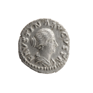 Denarius of Faustina the Younger (ca. 130–176), with Marcus Aurelius (121–180) as issuer; Roman