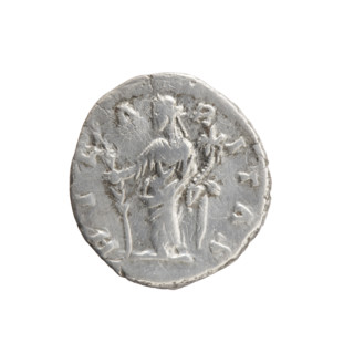Denarius of Faustina the Younger (ca. 130–176; Roman empress 161–176) issued under Marcus Aurelius