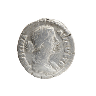 Denarius of Faustina the Younger (ca. 130–176), Roman empress 161–176; Marcus Aurelius (121–180),