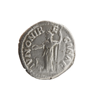 Denarius depicting Faustina the Younger (ca. 130–176; Roman empress 161–176) and Marcus Aurelius