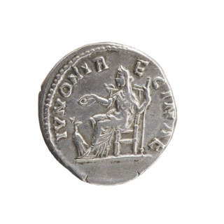 Denarius of Faustina the Younger (ca. 130–176), issued under Marcus Aurelius (121–180). Obverse: