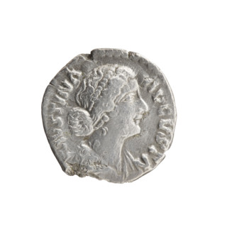 Denarius of Marcus Aurelius (121–180; Roman emperor 161–180), issuer; bust of Faustina the Younger