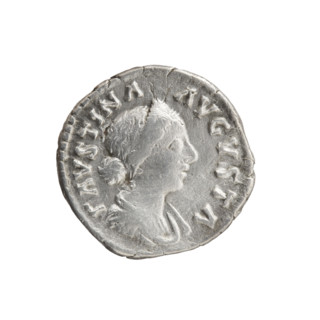 Denarius, Faustina the Younger (ca. 130–176; Roman empress 161–176), Marcus Aurelius (121–180;