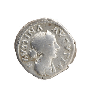 Denarius, Faustina the Younger (ca. 130–176; Roman empress 161–176), Marcus Aurelius (121–180;