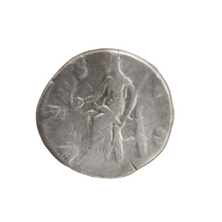 Denarius featuring Faustina the Younger (ca. 130–176; Roman empress 161–176) and Marcus Aurelius