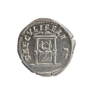 Denarius depicting Faustina the Younger (ca. 130–176; Roman empress 161–176) and Marcus Aurelius